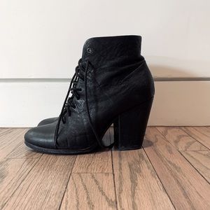 Rag & Bone Miles Lace Up Black Leather Booties